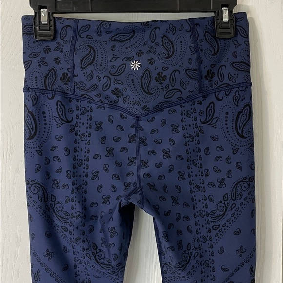 Athleta Like New Elation Textured 7/8 Tight Leggings Navy Floral Boho Size Small - Picture 4 of 11
